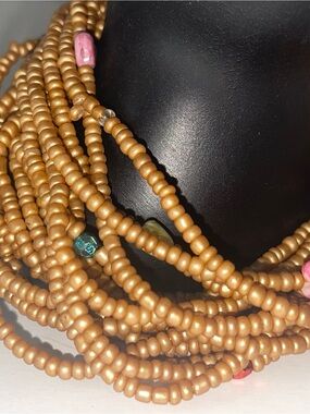 Gold-Tone Seed Bead Multi-Strand Necklace
